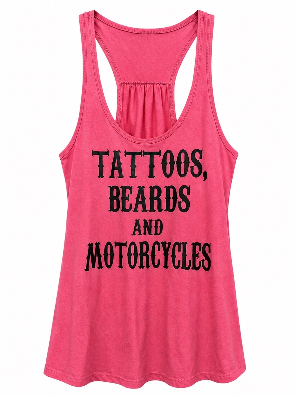 Women's Pink Graphic Racerback Tank Top - Tattoos, Beards and Motorcycles